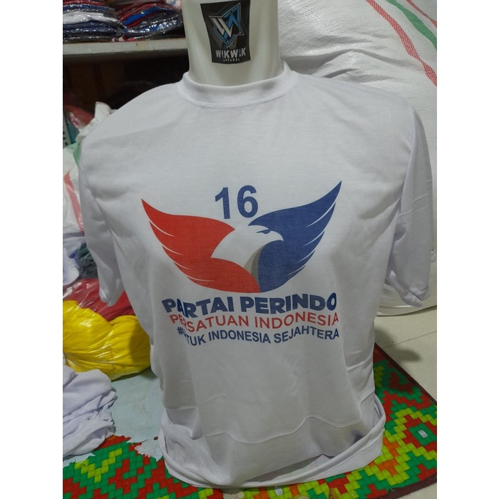 Kaos Partai Perindo Bahan Polyester PE Soft Grade Tipis