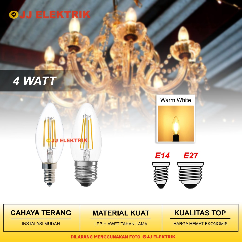 Lampu Lilin LED Candle Hias Fitting E14 E27