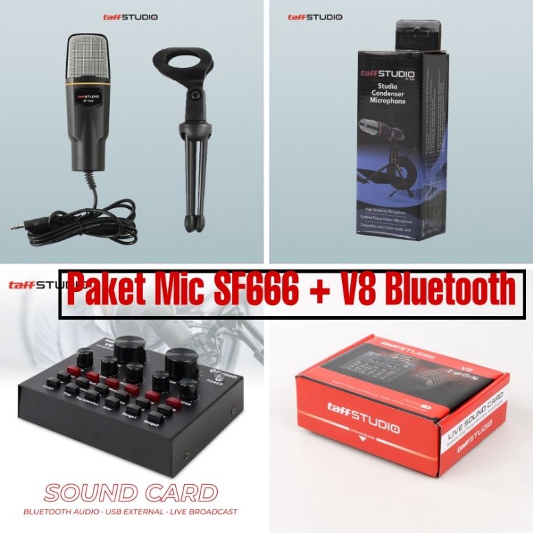 ART Y62P Paket V8 PRO dengan Mikrofon SF666 Sound card live V8 Pro