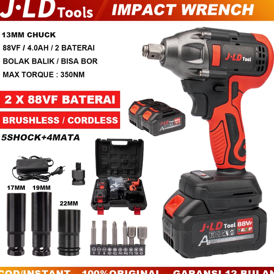ART V57I JLD 88VF Brushless Mesin bor Impact baterai 13MM Cordless Impact wrench Impact jld JV88 2ba