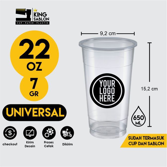 SABLON CUP 22 OZ UNIVERSAL MURAH BERKUALITAS TEBAL CUP 22OZ ES TEH JUMBO