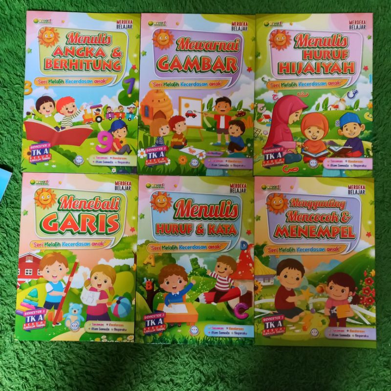 BUKU PAKET PAUD DAN TK ISI 6 SEMESTER 2 TK A MENULIS HURUF & KATA MENEBALI GARIS ANGKA & BERHITUNG M