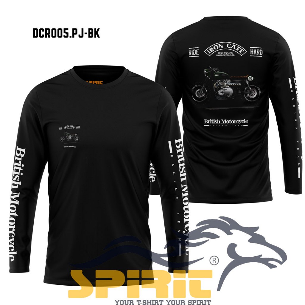 KAOS MOTOR CUSTOM BAJU KAOS BRITISH MOTORCYCLE CUSTOM CAFE RACER LENGAN PANJANG
