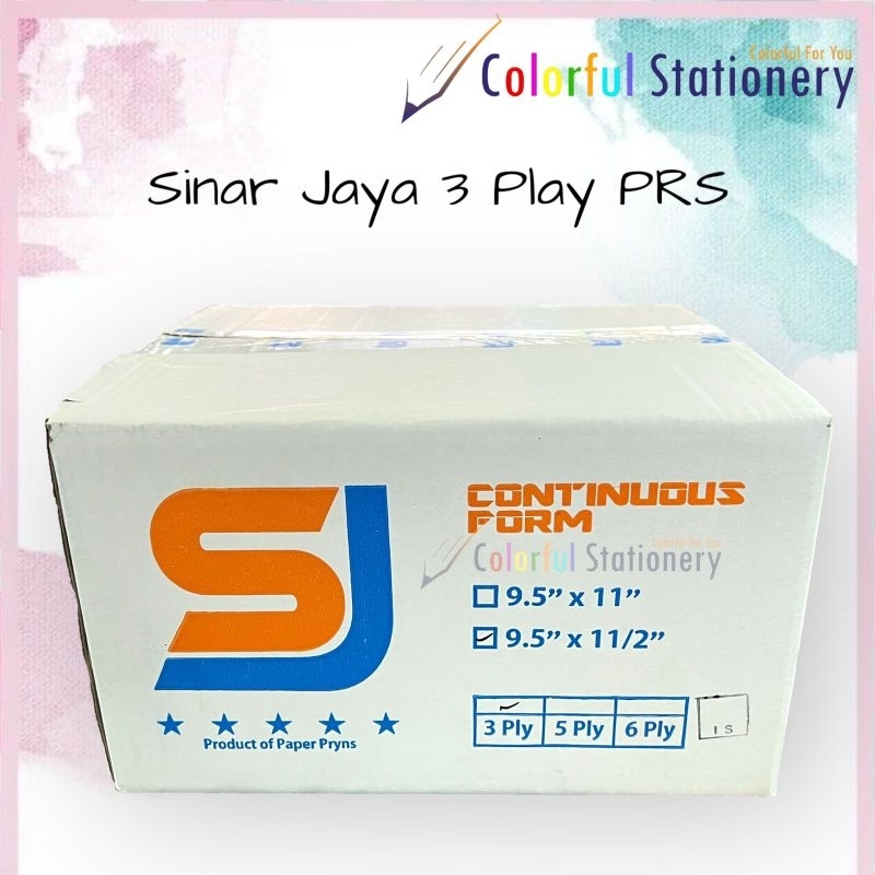 

Continous Form Sinar Jaya 9.5" x 11/2" 3 Play (PRS /Bagi 2)