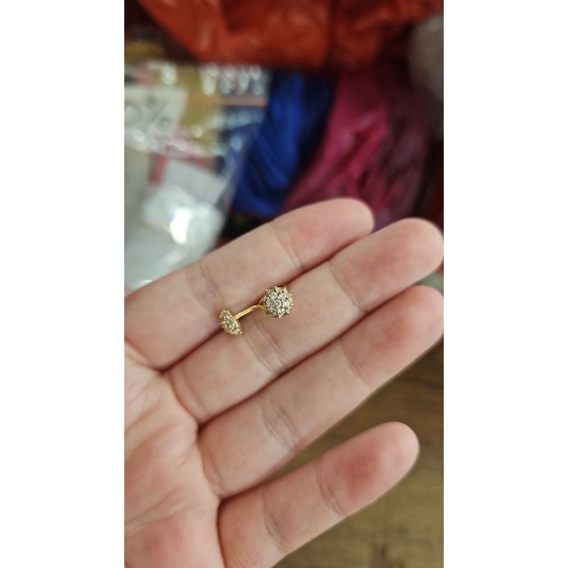 Anting toge tindik tusuk end loop permata putih donat emas asli 375 8k 1 gram 1 gr