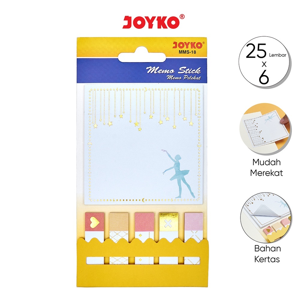 

POST IT / STICKY MEMO PAD / MEMO TEMPEL / NOTE TEMPEL / PENANDA BUKU / STICKY NOTES KERTAS / MEMO STICK JOYKO MMS18 / STICKY NOTES JOYKO 18