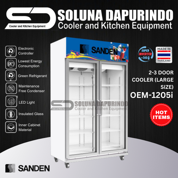 SANDEN SHOWCASE 2 PINTU CHILLER OEM-1205i / OEM 1205i / OEM1205