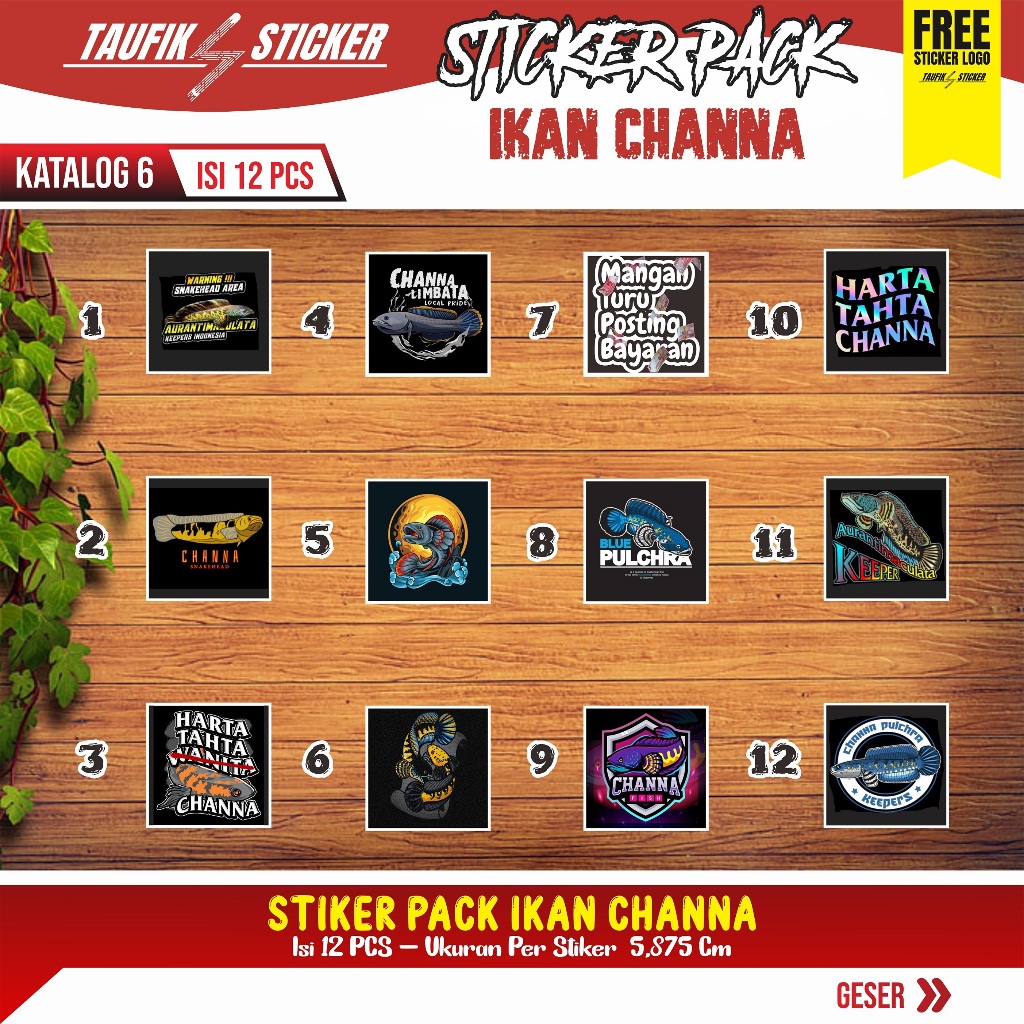 

STIKER IKAN CHANNA ANTI AIR #DESAIN 6