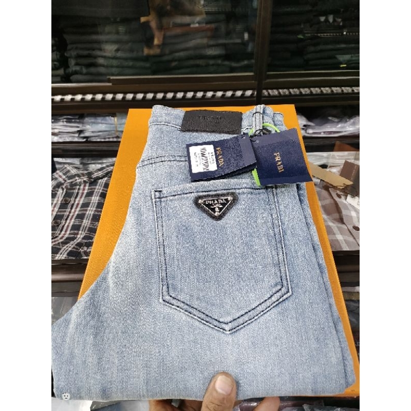celana jeans prada impor branded celana pria terbaru pola slim fit