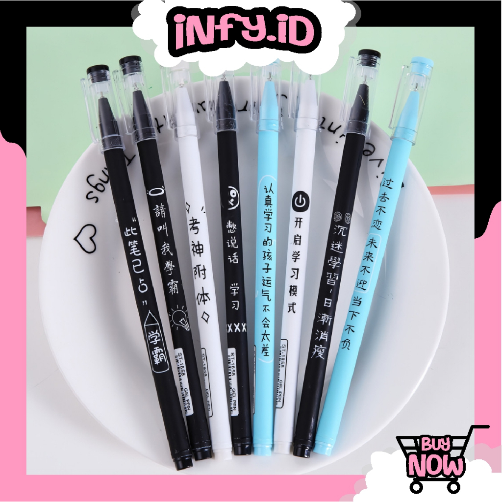 

INFY - Pulpen Aksen Jepang 0.5MM Alat Tulis Kantor dan Sekolah / Pena Gel Tinta Hitam / Pulpen Gel Japanese / Bolpoin Pena Cair S116