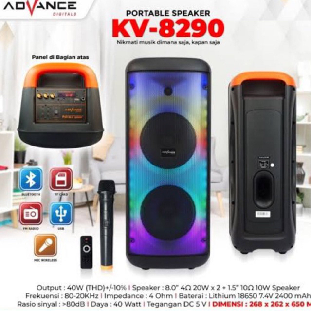 ADVANCE Speaker Portable ADVANCE 2x8 inch Advance Double Speaker Advance dobel spiker 8 inch advance
