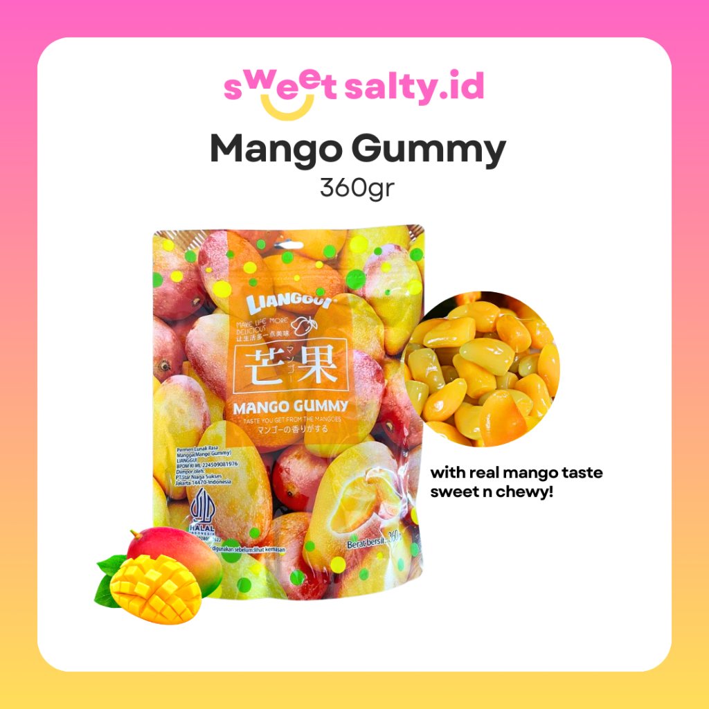 

[SWEETSALTY.ID] Lianggui Mango Gummy 360gr | Permen Mangga | Permen Buah | Permen Jelly | Snack Halal