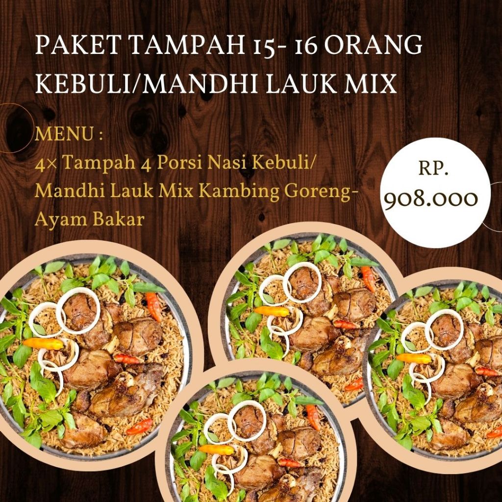 

Paket Nasi Kebuli Kambing-Ayam tampah ber 15