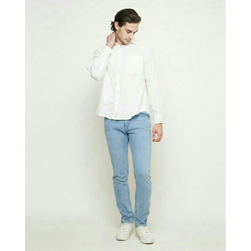 Kemeja Panjang Linen Putih Ellegante by FTL