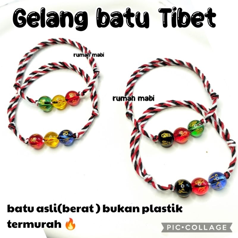FREE BOX+ KOIN EMAS CHINA Gelang tridatu Batu Tibet (batu asli bukan plastik) 2mm