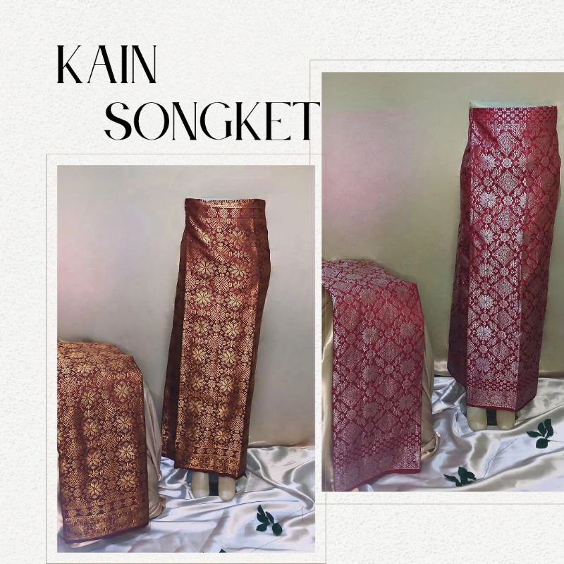Kain songket/songket tradisional modern/songket lilit - merah, maroon