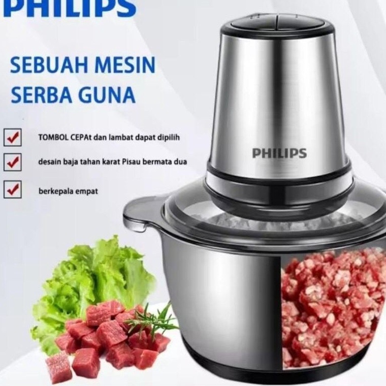 GROSIR Promo Sale Philips Penggiling Blender Chopper Penggiling Daging Listrik 4W Food Chopper 2 Lit