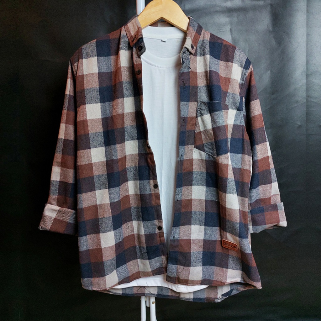 Kemeja Flanel Hitam Unisex Hem Pria Wanita Unisex Panjang Kemeja Import Kasual Distro Flannel