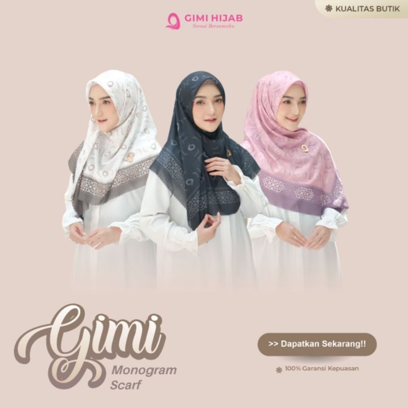 Monogram Gimi Scarf | Printing Special Gimi | Hijab Segi Empat