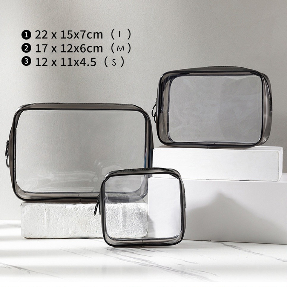 Tas Pouch Kosmetik Polos Transparan Anti Air  Tempat Make Up Pouch Kosmetik Transparan