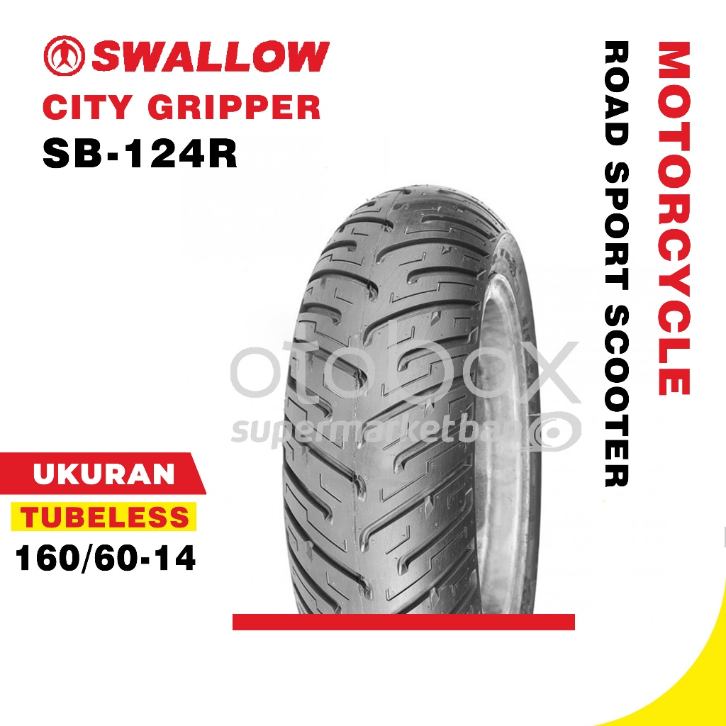 Ban Motor Swallow 160/60-14 Ring 14 Tubeless SB-124R CITY GRIPPER