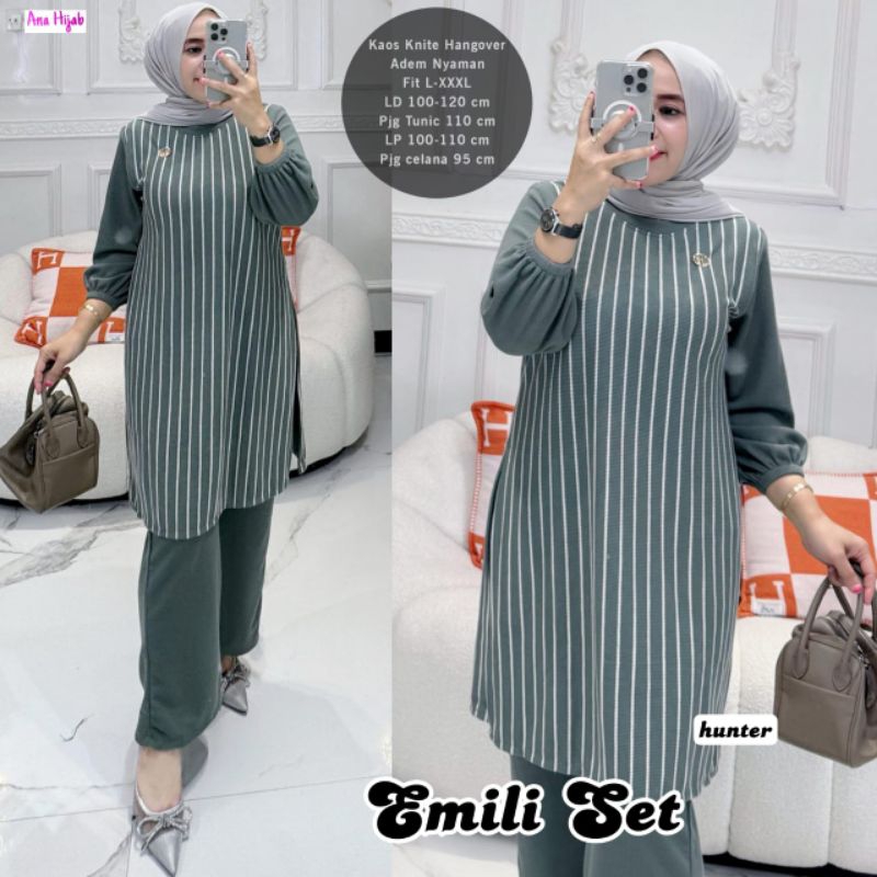 Setelan jumbo Emili set bahan kaos knit LD100-120