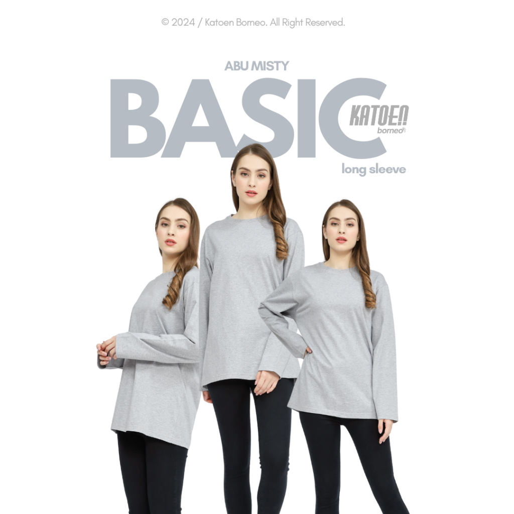 Kaos Polos Abu Misty Panjang 24s Premium