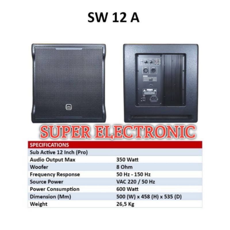 Speaker Subwofer Wisdom Sw12A Original Subwofer 12inch Garansi Resmi