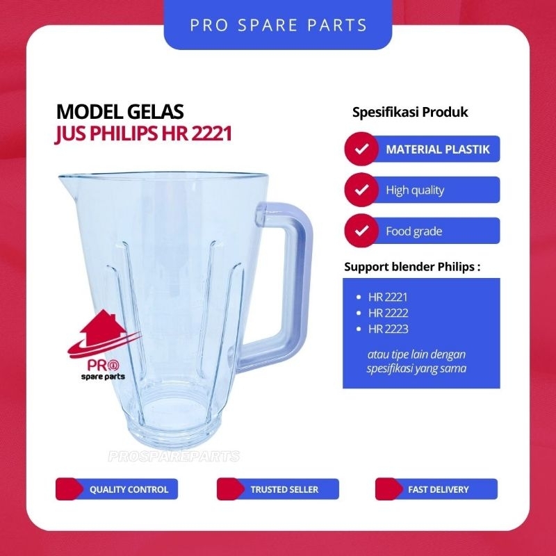 Gelas Jus Blender Philips HR 2221 - Tabung Blender Plastik Philips HR 2221, HR 2222, HR 2223 - Spare