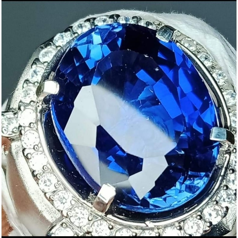 cincin permata blue sapphire + sertifikat
