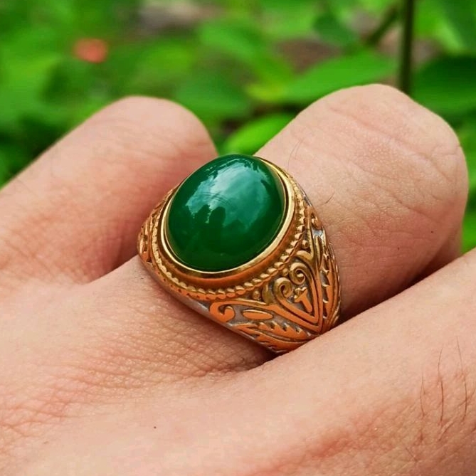 Cincin Batu Alam Hijau Garut Super Mewah