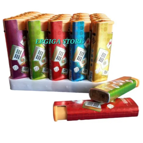 Korek  Bara zet biru 915 MAHJONG bisa isi ulang bodi besi murah mewah unik bagus lucu api bara warna