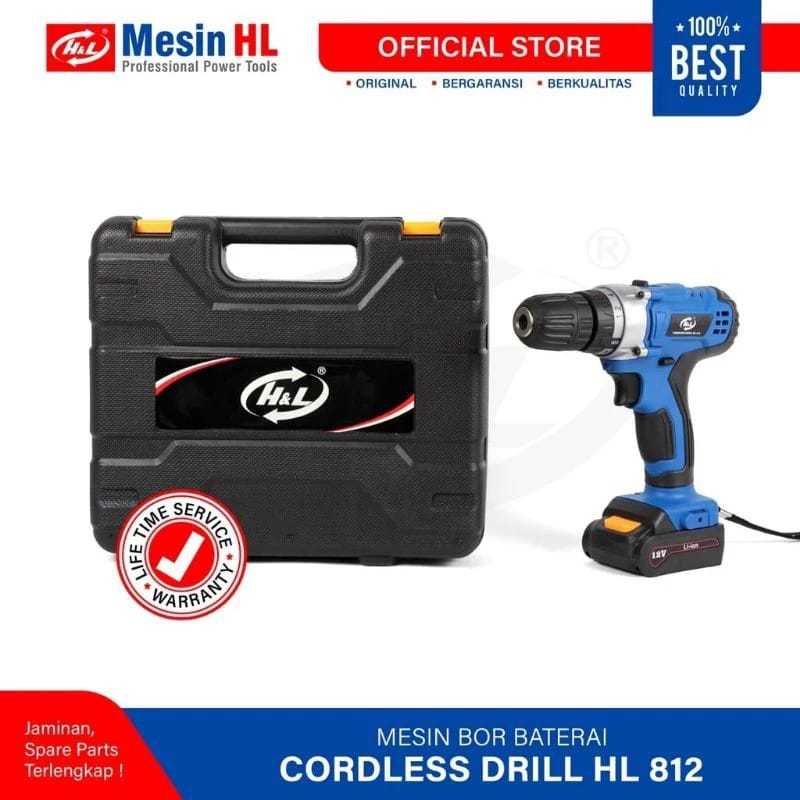 Mesin Bor Cordless HL812 H&L/Bor Baterai Hnl berkualitas