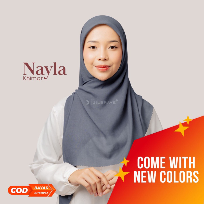 NAYLA KHIMAR JILBRAVE | Hijab Segi Empat Syari 130×130cm Tepi Laser Cut Bahan Arabian Voile
