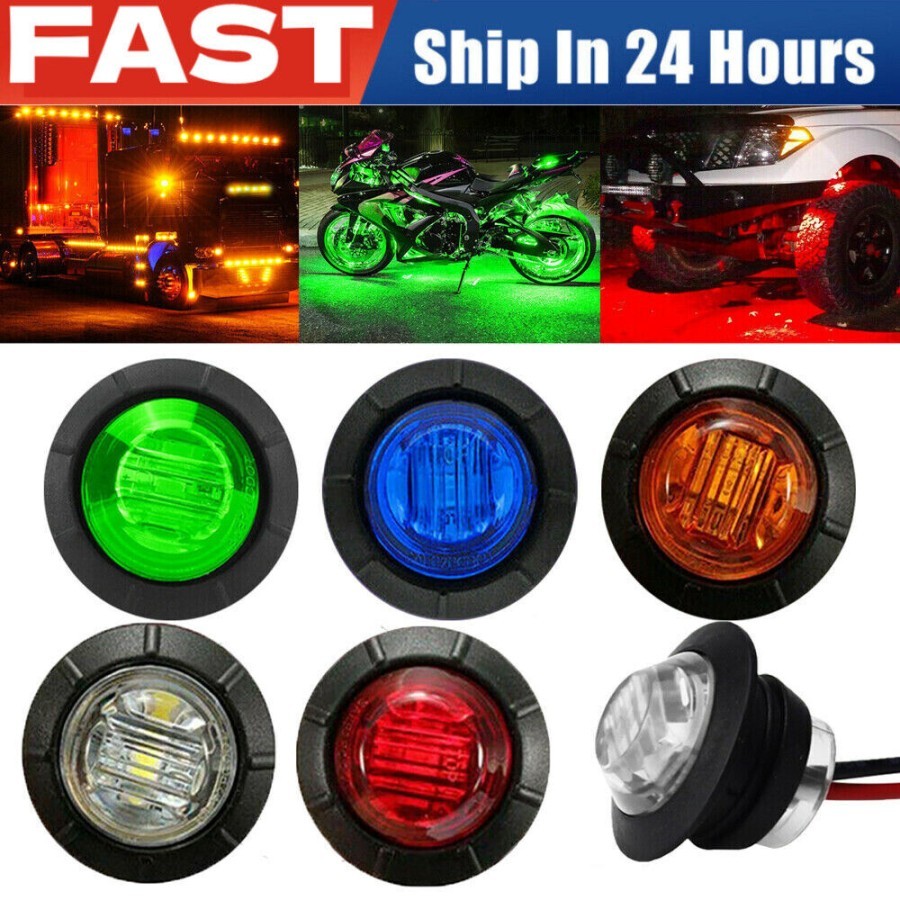 Lampu Led Variasi Bak Samping Truk Mobil Motor 12 Volt 24 Volt Bulat Mini Super Terang