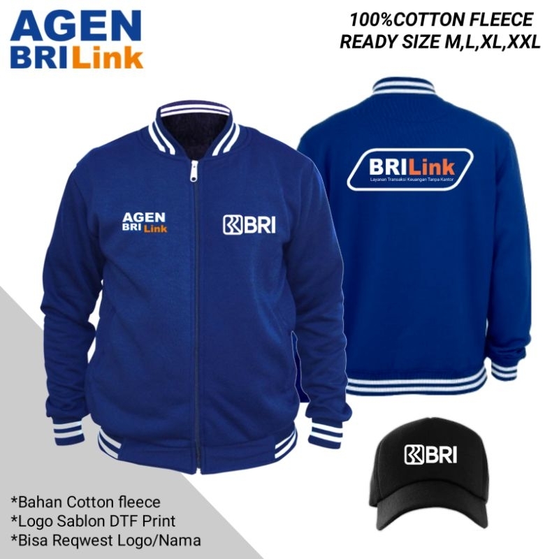Terbaru Jaket BRILINK Logo Depan Belakang Full Sablon Free Topi