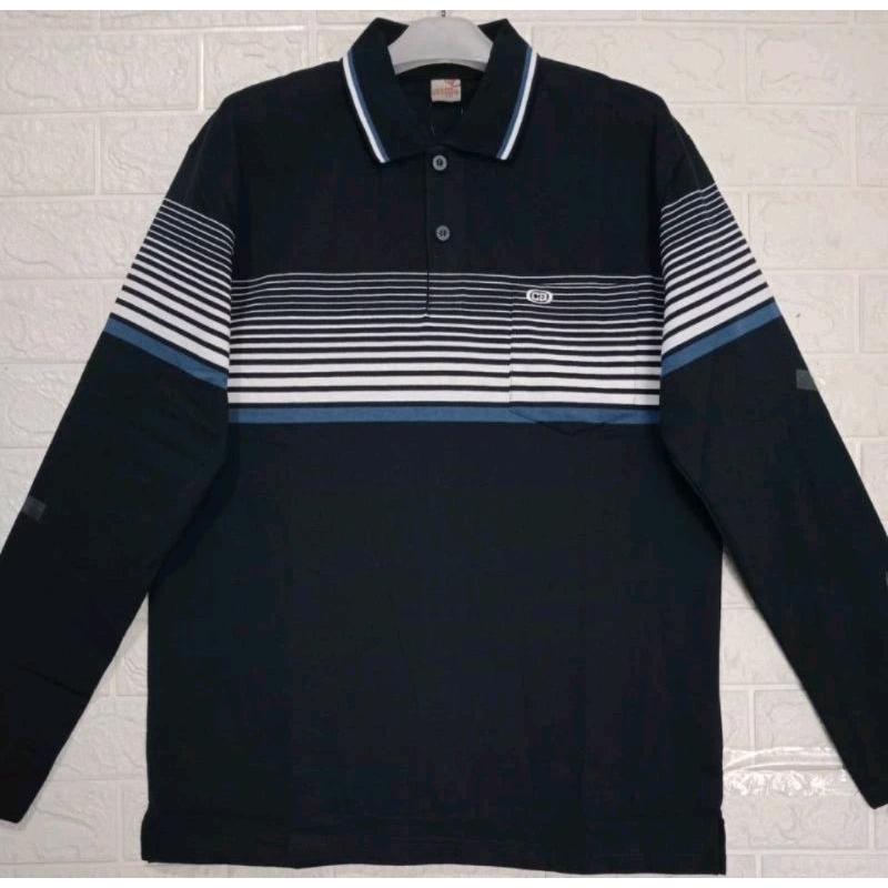 Baju Kaos kerah polo wangki lengan tangan panjang cowo laki pria orang tua  merek Ocean Beach bahan 