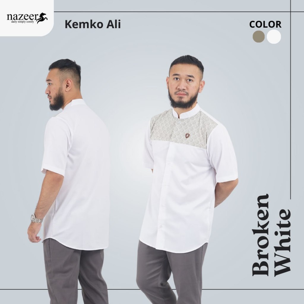 Baju Koko Pria Lengan Pendek Nazeer Ali (SERIES-2)/kemeja koko lengan pendek/baju koko muslim/Baju K