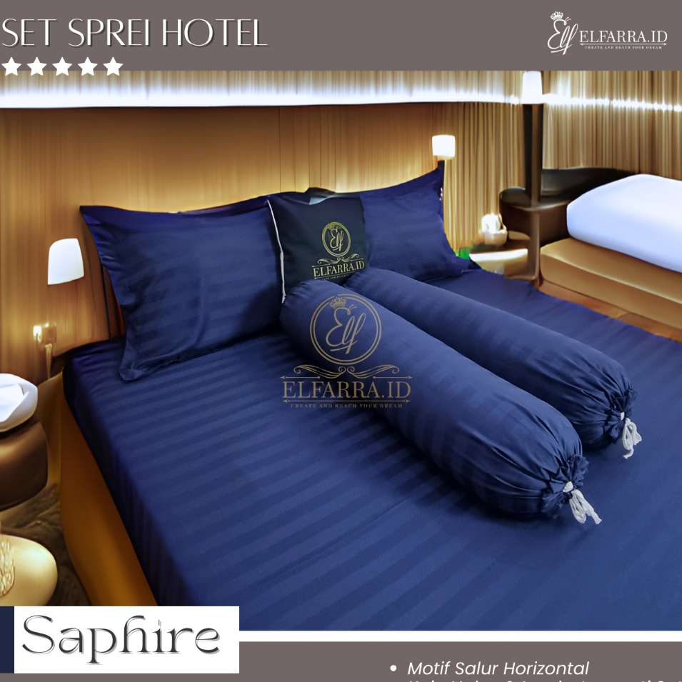 Elfarra.id I Sprei Set Hotel Salur Premium 180x200 I Sprei Anti Geser, Sarban & Sargul