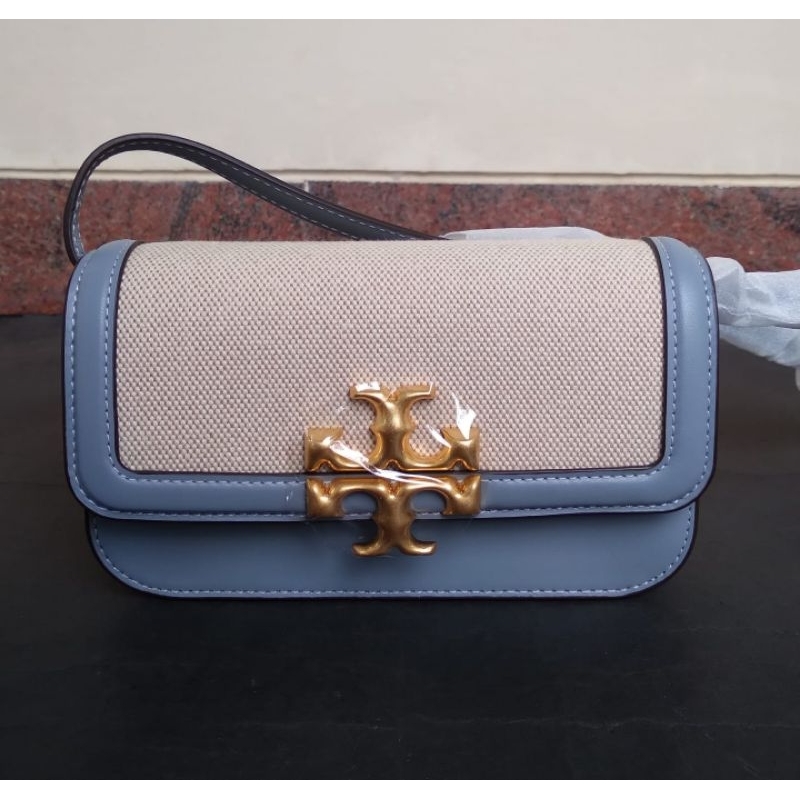 Sale Tory Burch Eleanor canvas phone crossbody clod blue