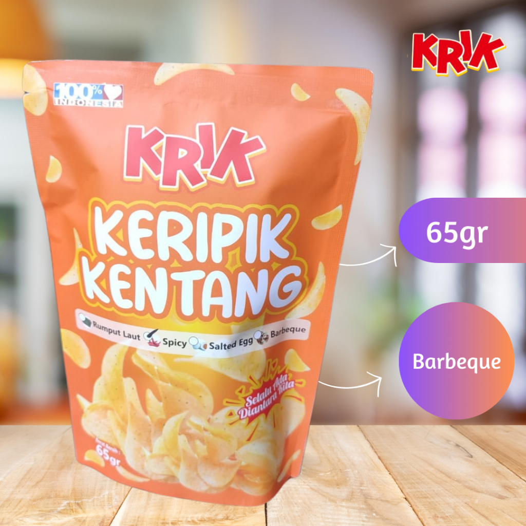 

KRIK Keripik Kentang Barbeque Cemilan Snack Kripik Potato Chips Variant Barbekyu 65Gr