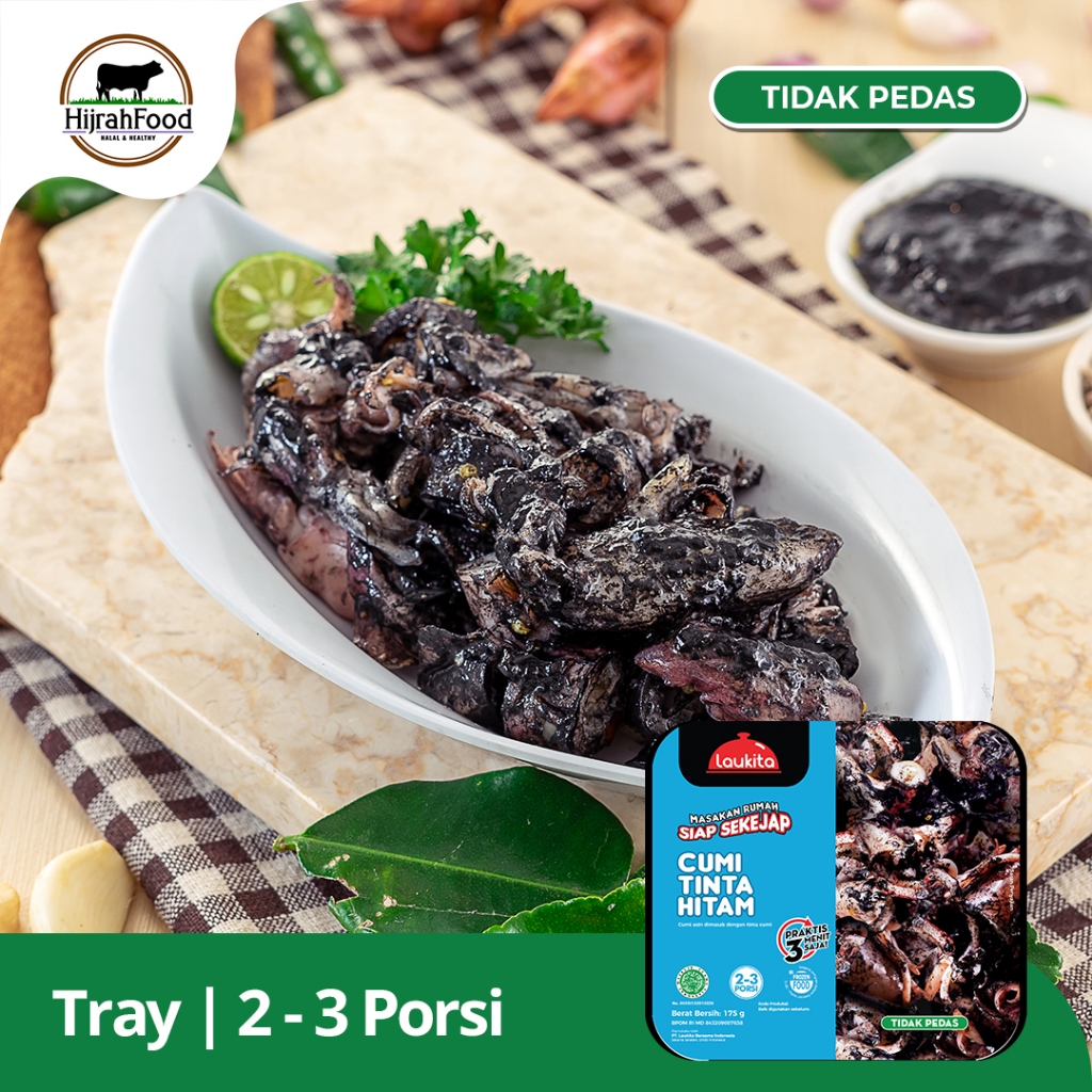 

Laukita Tray Cumi Tinta Hitam Siap Saji Frozen Food Praktis Halal 175 gram