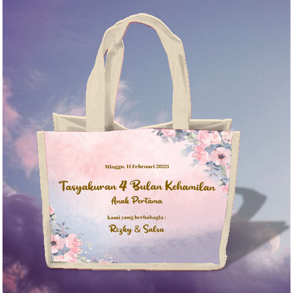 

Tas Goodie Bag Custom Souvenir Tasyakuran Kehamilan 4 Bulanan / 7 Bulanan