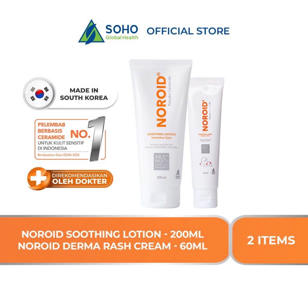 Noroid Soothing Lotion - 200ml + Noroid Derma Rash Cream - 60ml
