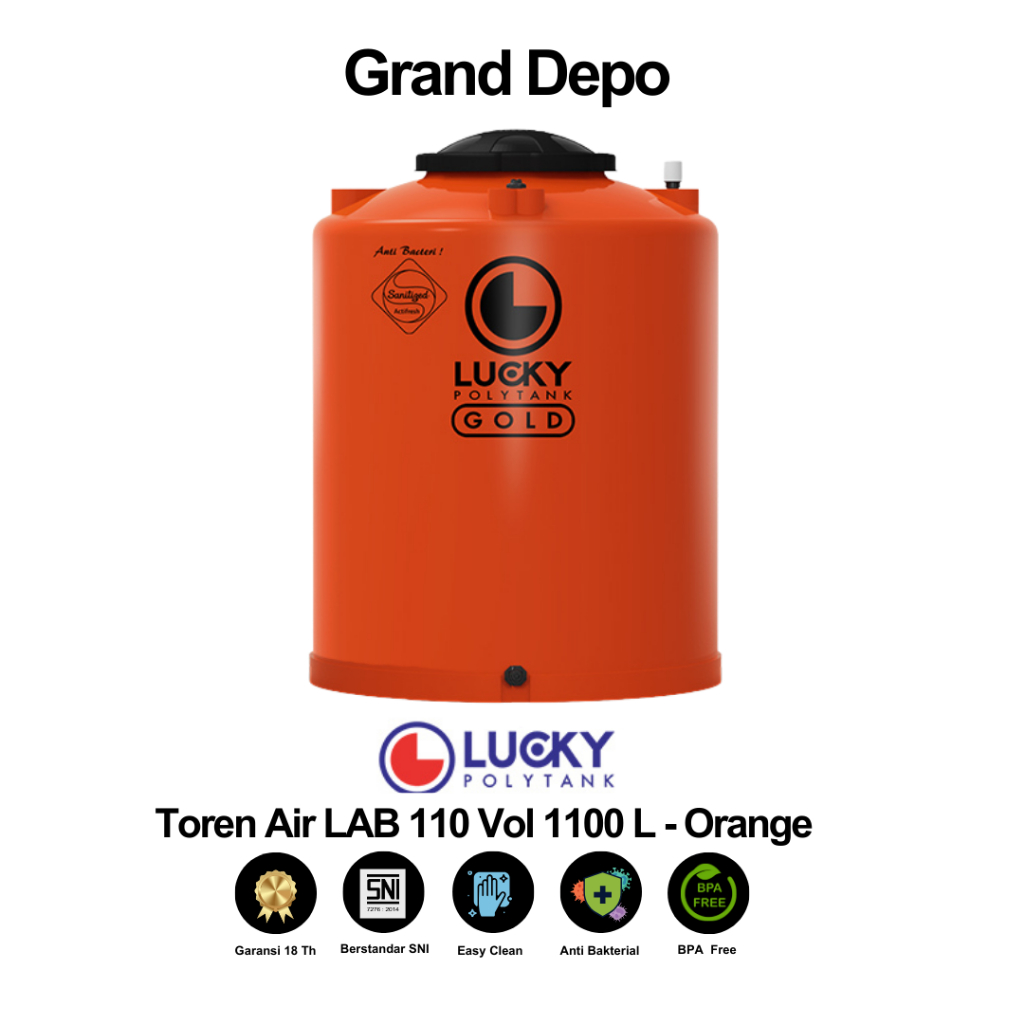 Lucky Polytank Toren Air 1100 Liter LAB 110 Orange