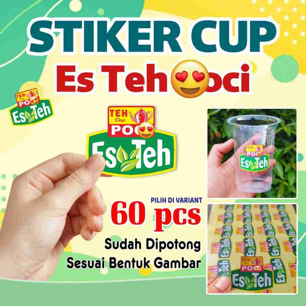 

stiker label nama cup gelas es teh pouchiiiew