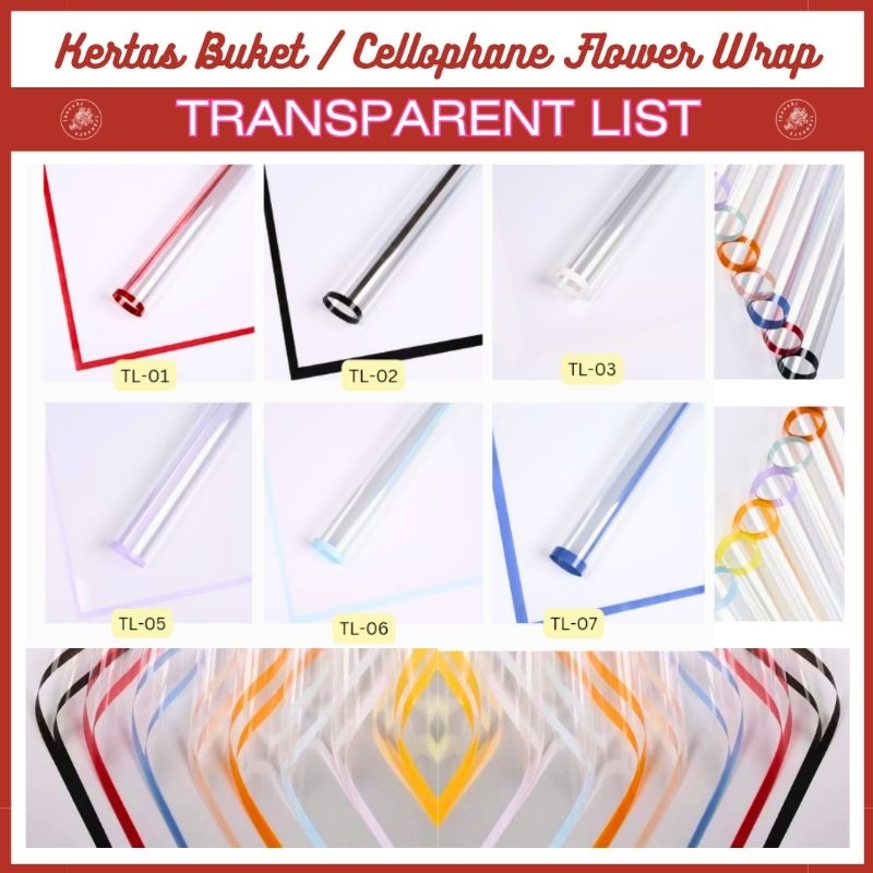 

[Free Packing] Kertas Buket Flower Wrapping Termurah Magelang Transparan List Color Cellophane Florist Bouquet Transparent Line Colour / Kertas Bunga Pembungkus Buket Waterproof / Selopen Bucket Murah