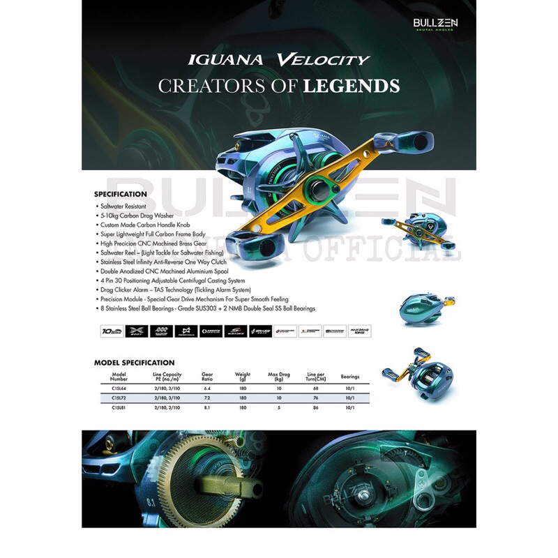 REEL BC BULLZEN IGUANA VELOCITY CL15L64