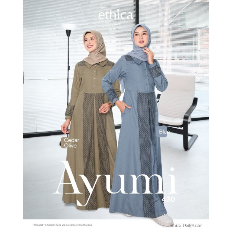 GAMIS DRESS ETHICA AYUMI 430 BLUE DAN CEDAR OLIVE
