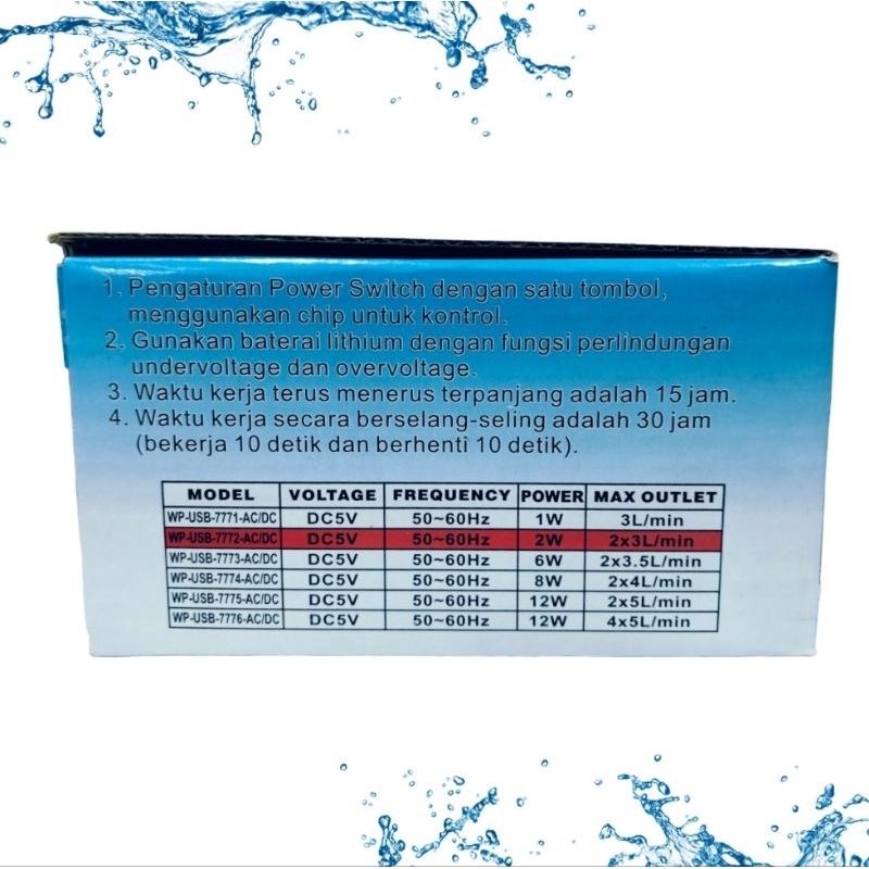 Airpump AQUAMAN / RECENT USB 7772 ACDC Aerator Pompa Udara Aquarium Aquascape